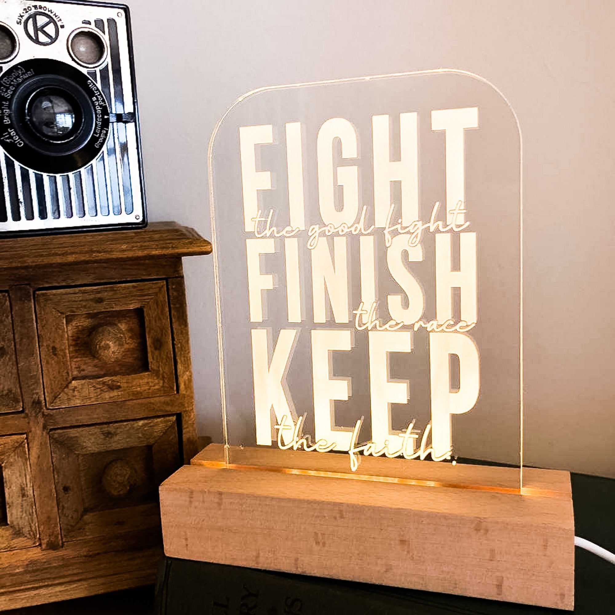 Fight the good fight 2 Timothy 4:7 light design