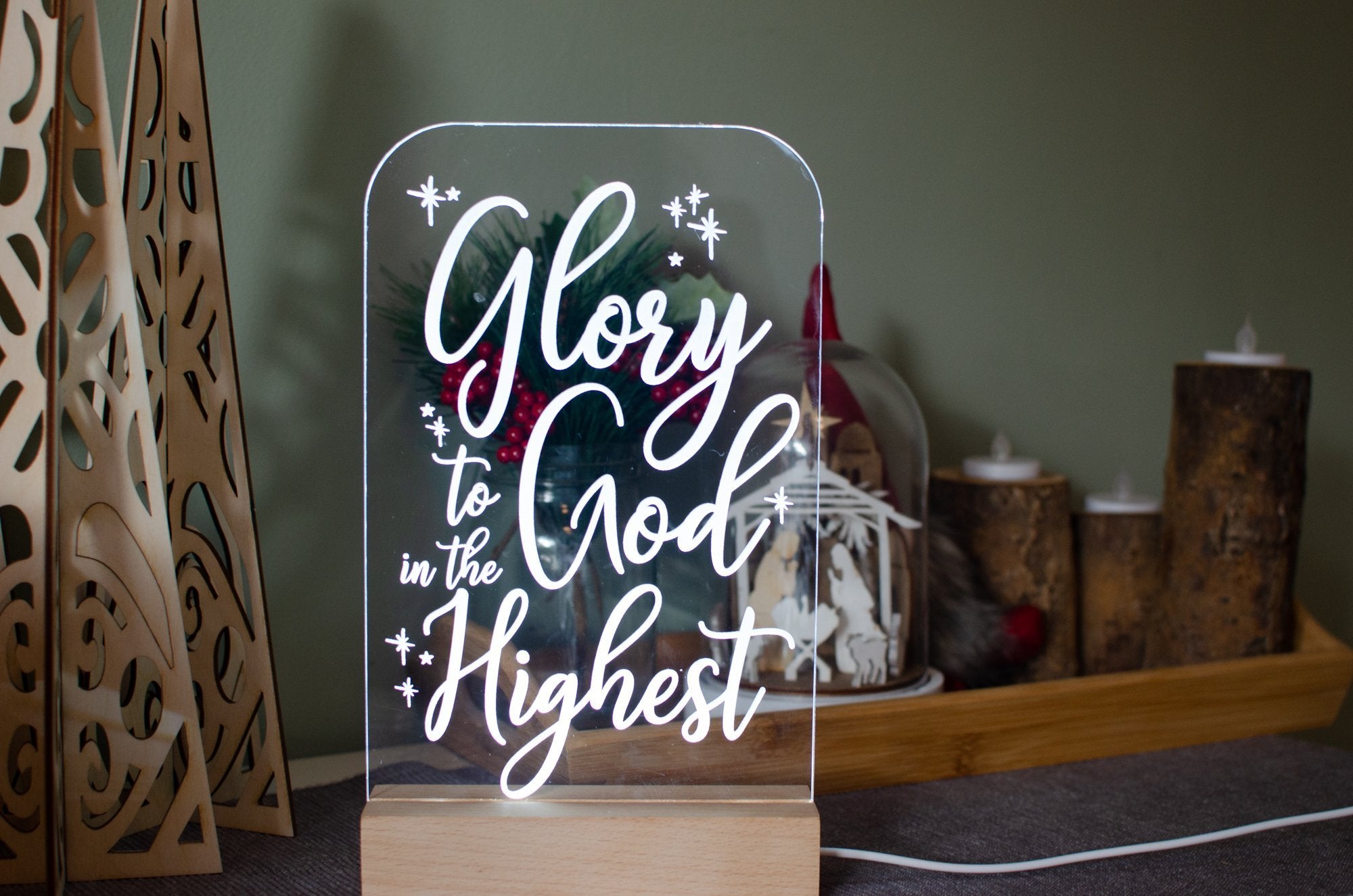 Glory to God in the Highest engraved light design