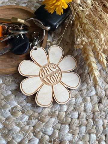 Grace Alone Flower wooden Keyring - Birch and Tides