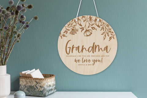 Grandma we love you wooden banner - Birch and Tides