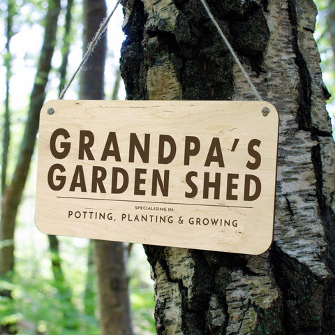 Grandpas Shed wooden personalised sign - Birch and Tides