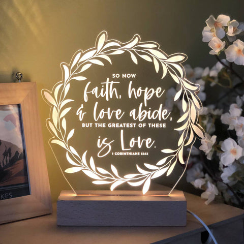 Greatest of these is Love 1 Corinthians 13:13 light design - Birch and Tides