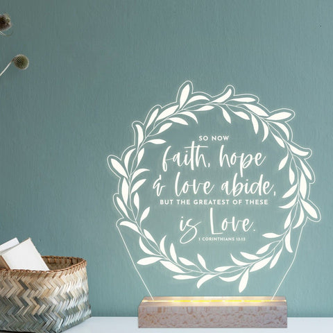 Greatest of these is Love 1 Corinthians 13:13 light design - Birch and Tides