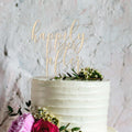 Happily ever after wooden reusable wedding cake topper