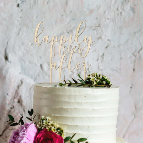 Happily ever after wooden reusable wedding cake topper - Birch and Tides
