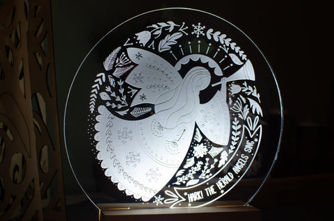 Hark the Herald Angel engraved light design - Birch and Tides