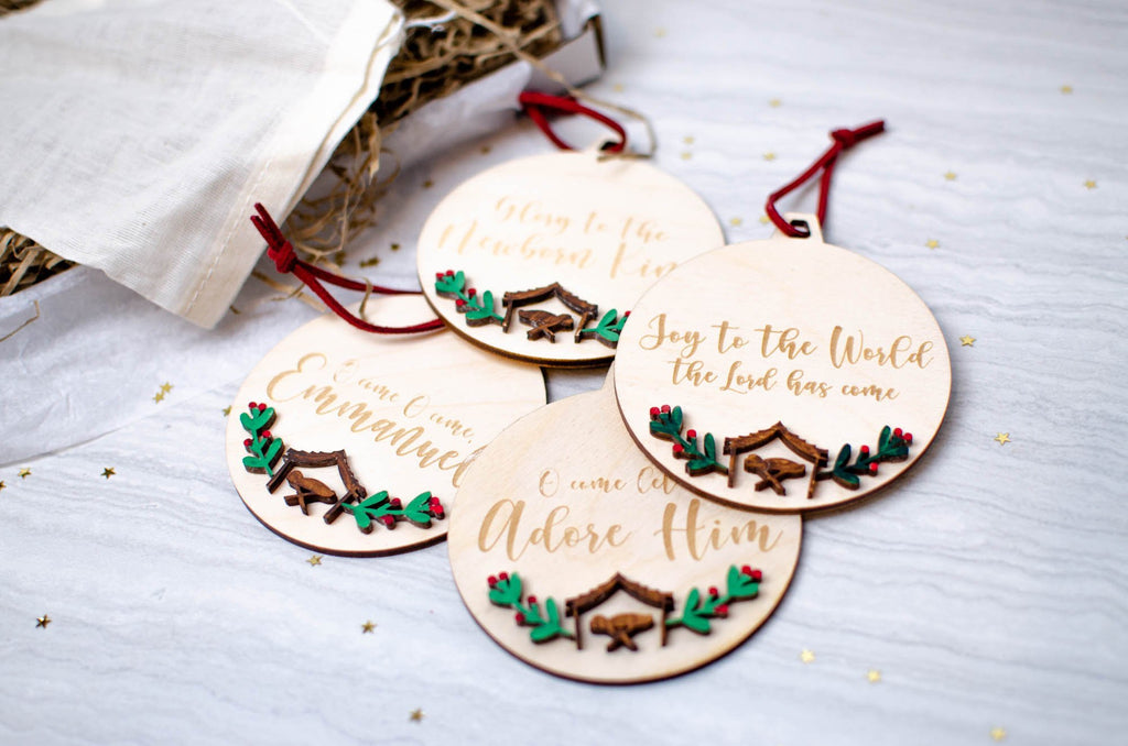 Hymn verse bauble ornament set - Birch and Tides