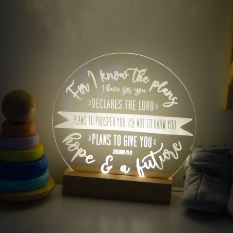 Jeremiah 29:11 I know the plans I have for you light design - Birch and Tides