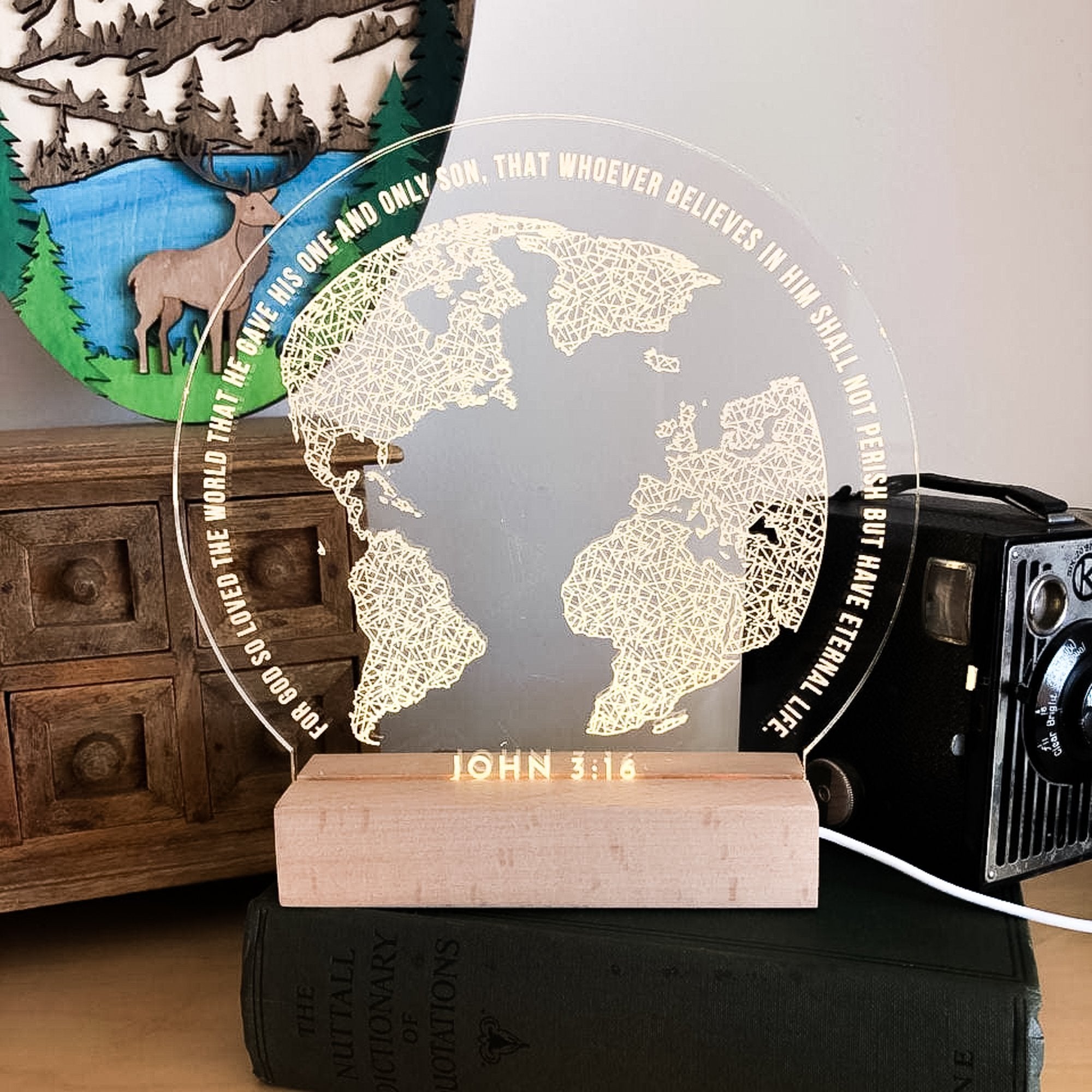 John 3:16 God loved the world, light design