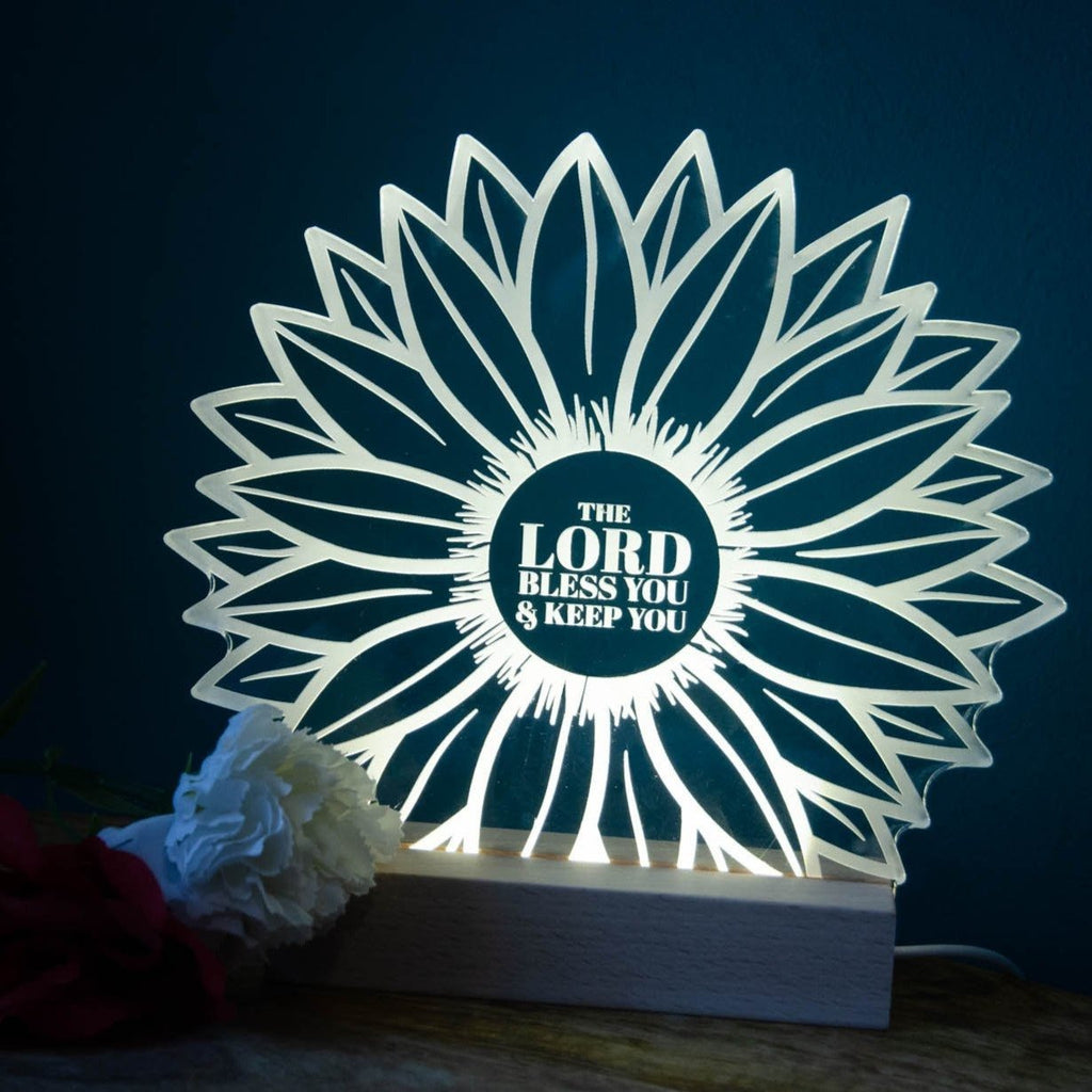Lord Bless you and keep you sunflower night light design - Birch and Tides
