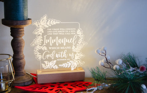 Matthew 1:23 Immanuel God with us christmas light - Birch and Tides