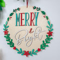 Merry & Bright wooden wall sign