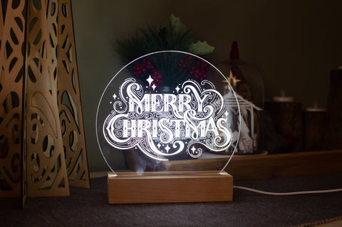 Merry Christmas Retro engraved light design - Birch and Tides