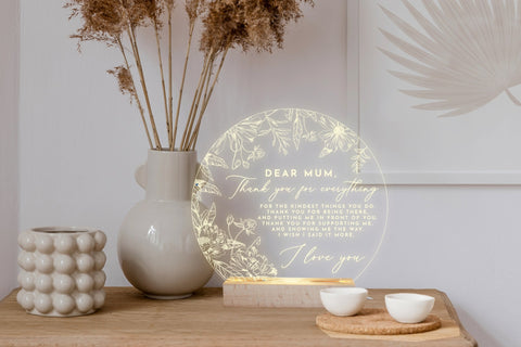 Message to mum light design - Birch and Tides