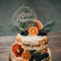 Mr & Mrs floral hexagon wooden cake topper