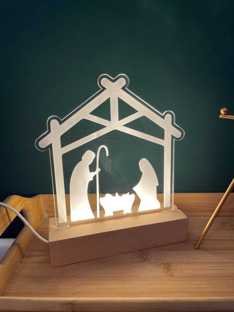 Nativity silhouette engraved light design - Birch and Tides
