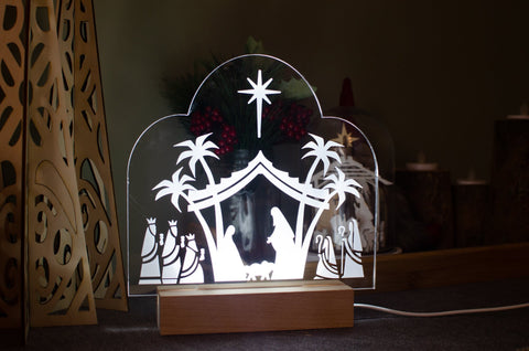 Nativity Window engraved light design - Birch and Tides