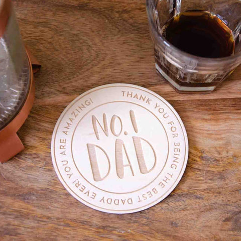 Number one Dad personalised wooden coaster - Birch and Tides