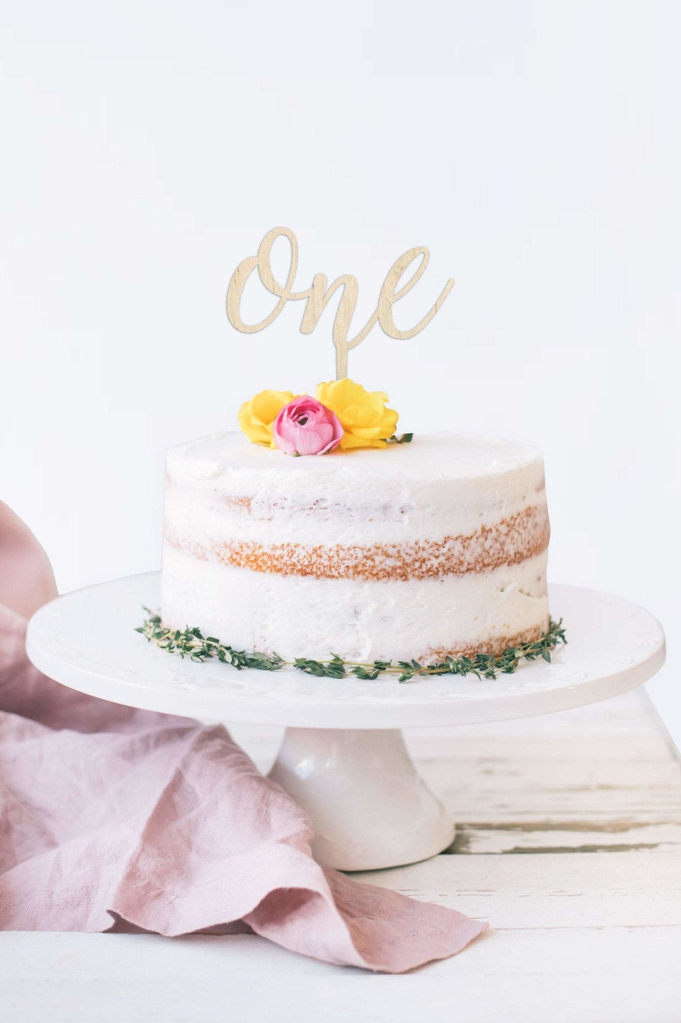 One script birthday cake topper – Birch and Tides