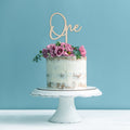 One script First Birthday cake topper
