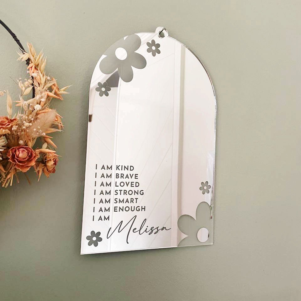 Personalised Floral Affirmation wall mirror