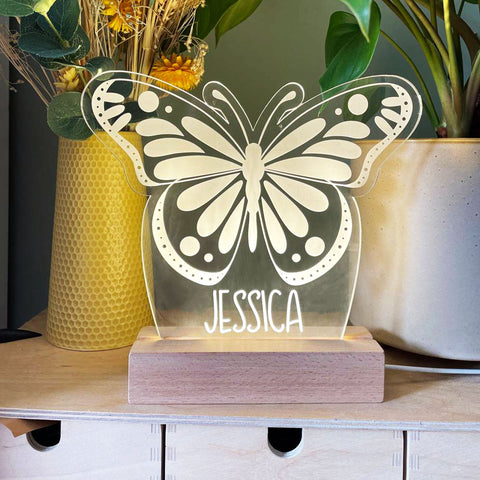 Personalised Butterfly bedroom night light design - Birch and Tides