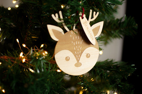 Personalised Christmas reindeer ornament