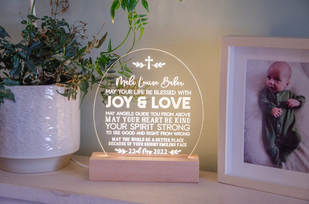 Personalised Dedication/ baptism light gift - Birch and Tides