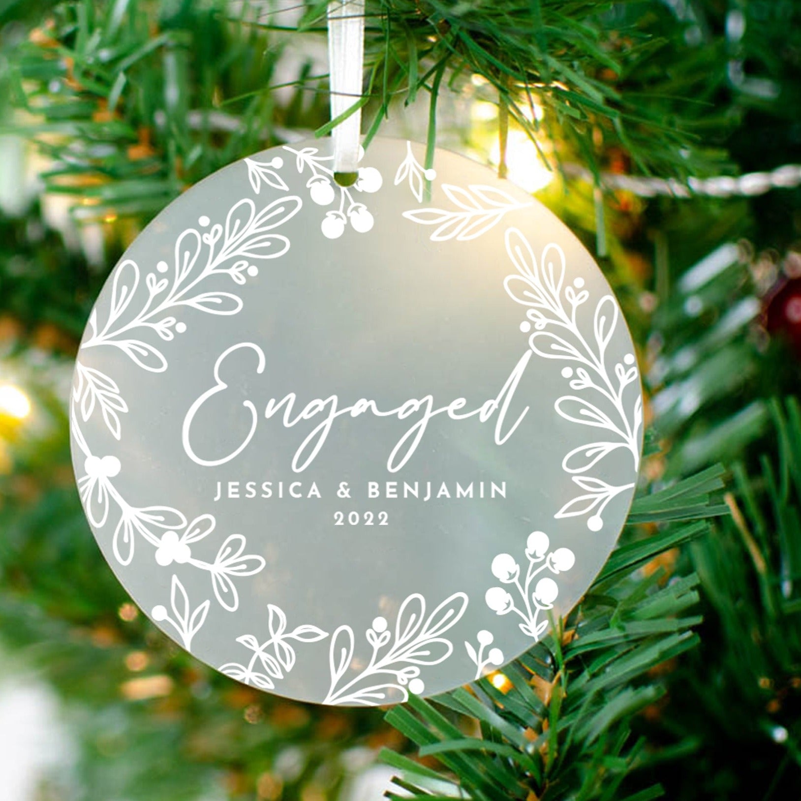 Personalised Engaged Ornament frosted
