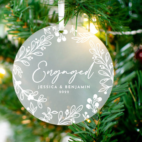 Personalised Engaged Ornament frosted - Birch and Tides