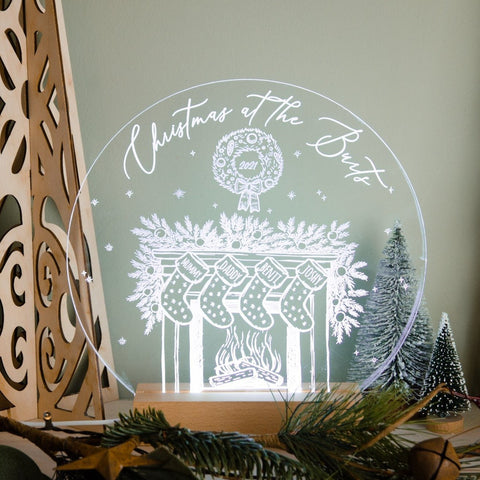 Personalised family Stocking engraved light design - Birch and Tides