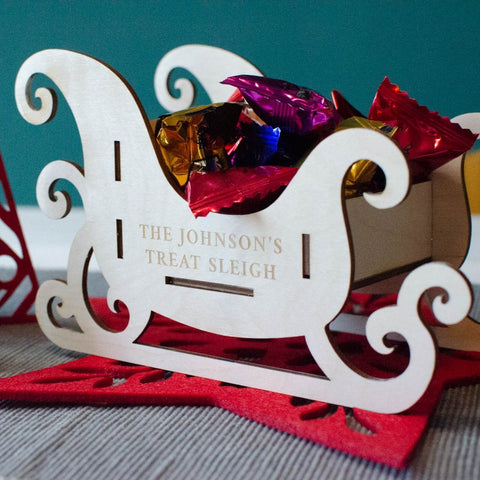 Personalised family treat sleigh Christmas centerpiece - Birch and Tides