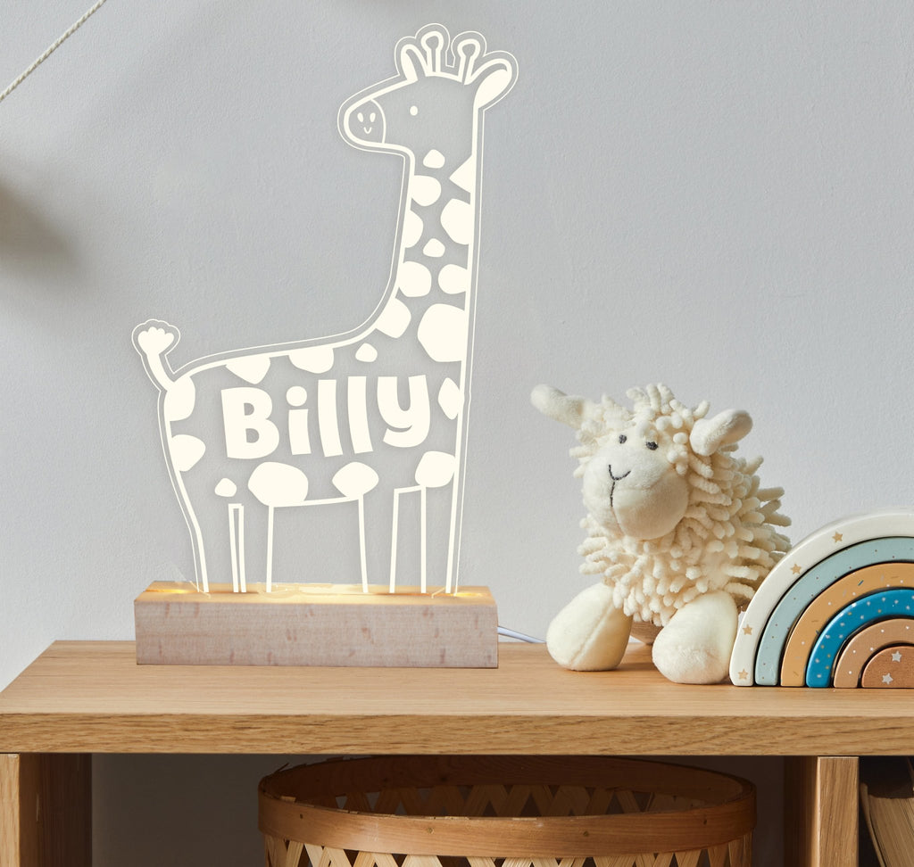 Personalised Giraffe kids room night light - Birch and Tides