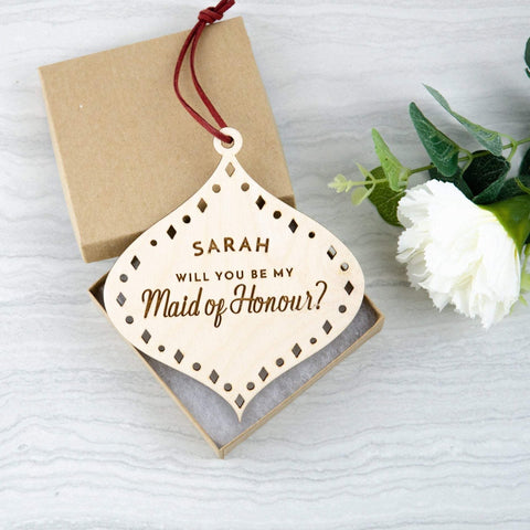 Personalised Maid of honour proposal ornament - Birch and Tides