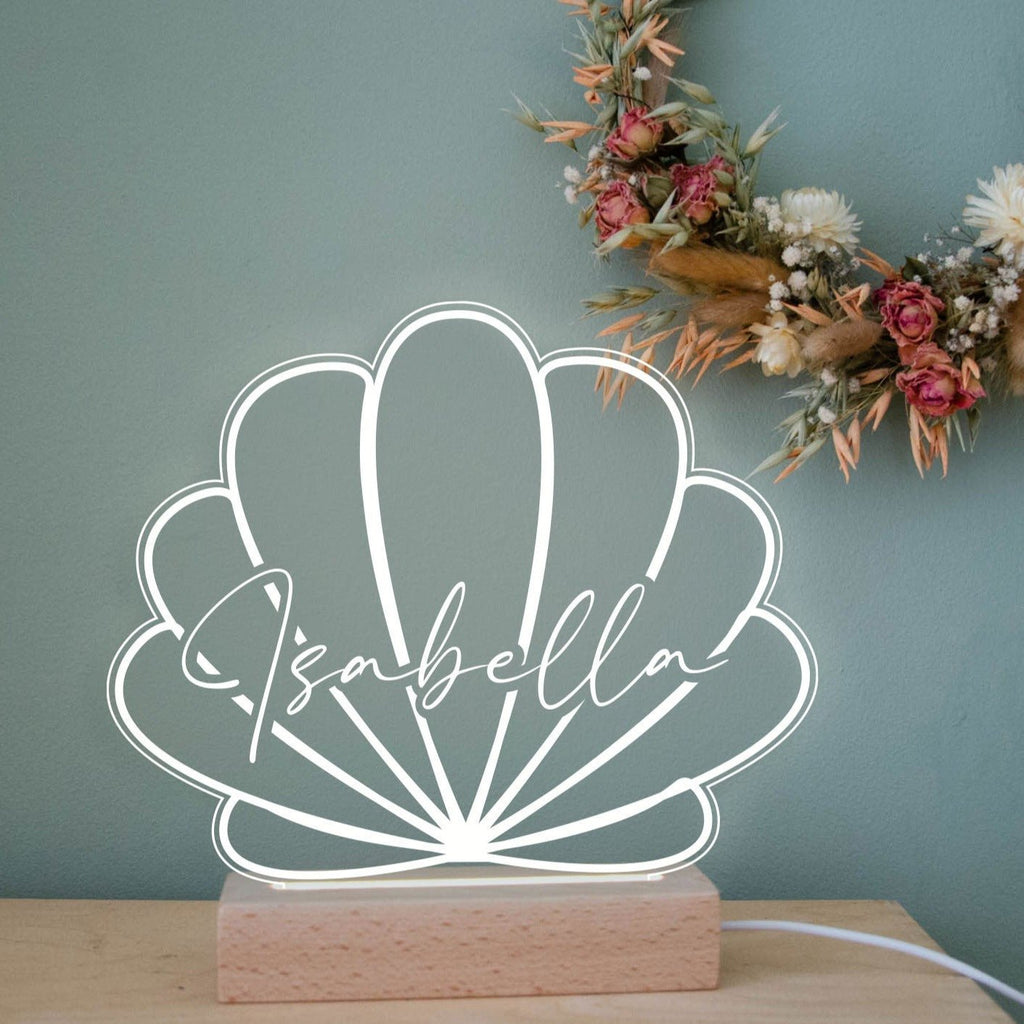 Personalised name Shell LED light - Birch and Tides