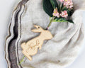 Personalised Rabbit easter basket wooden tag