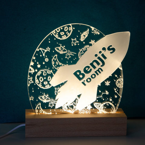 Personalised Rocket space night light - Birch and Tides