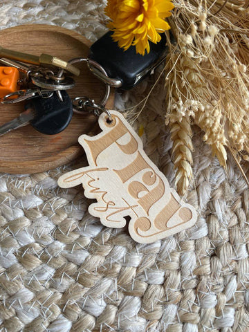 Pray First wooden Keyring - Birch and Tides
