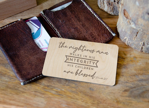 Proverbs 20:7 the righteous man Wallet card - Birch and Tides