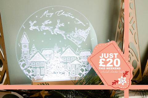 READY MADE Christmas Village engraved light design - Birch and Tides