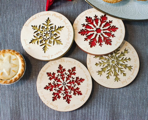 Set of 4 Christmas verse coaster - Birch and Tides