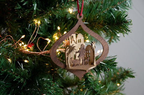 Shepherd Nativity scene christmas ornament