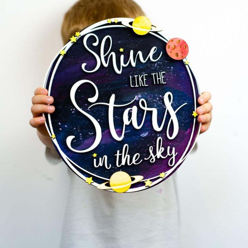Shine like the stars wooden wall art