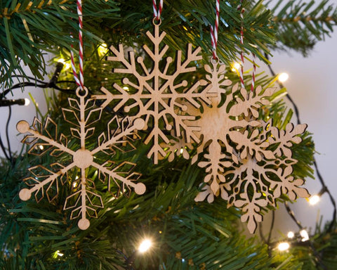 Snowflake set of 4 Christmas ornaments - Birch and Tides