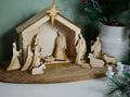 Stable freestanding Wooden Nativity Scene