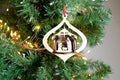 Stable Nativity scene christmas ornament