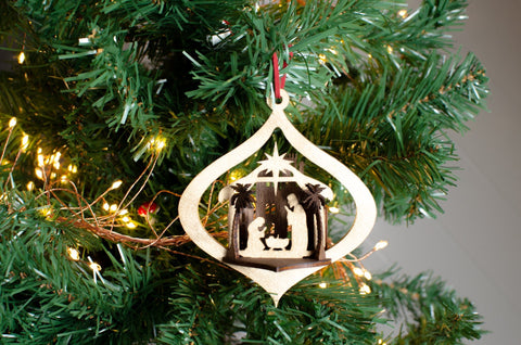 Stable Nativity scene christmas ornament - Birch and Tides