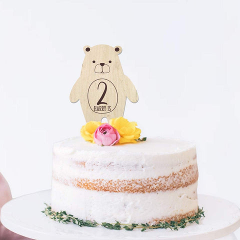Teddy Bears Picnic wooden cake topper - Birch and Tides
