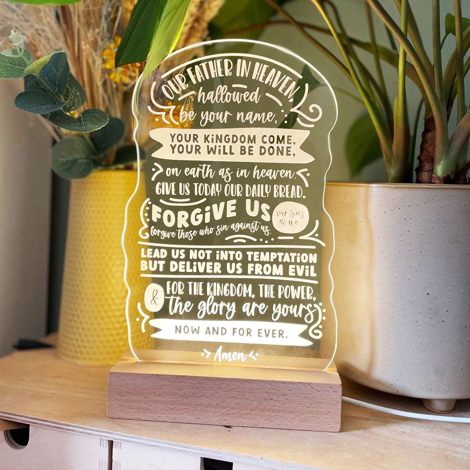 The Lord's Prayer night light design