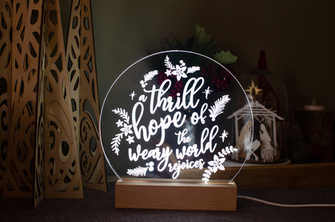 Thrill of Hope engraved light design - Birch and Tides